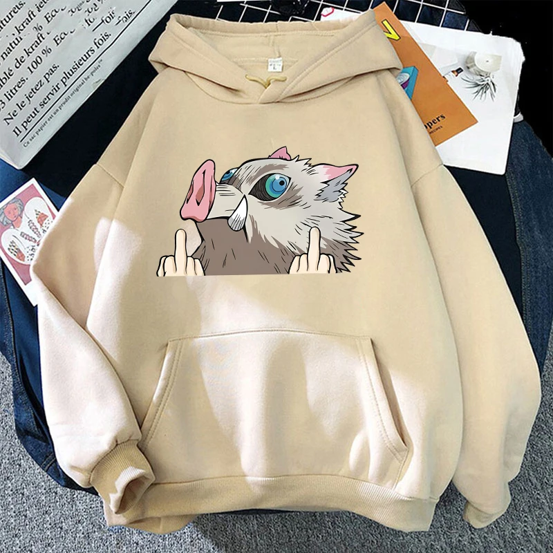 

New Anime Hashibira Inosuke Print Hoodies Women Men Spring Autumn Fashion Pullovers Ladies Solid Color Hooded Long Sleeve Tops