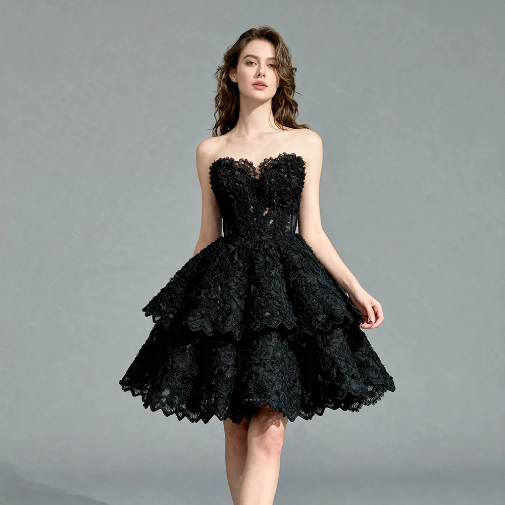 

Black Lace Elegant Cocktail Dresses for Special Occasions Formal & Evening Gowns Woman Ceremony Dress for Photo Shoot YEWEN