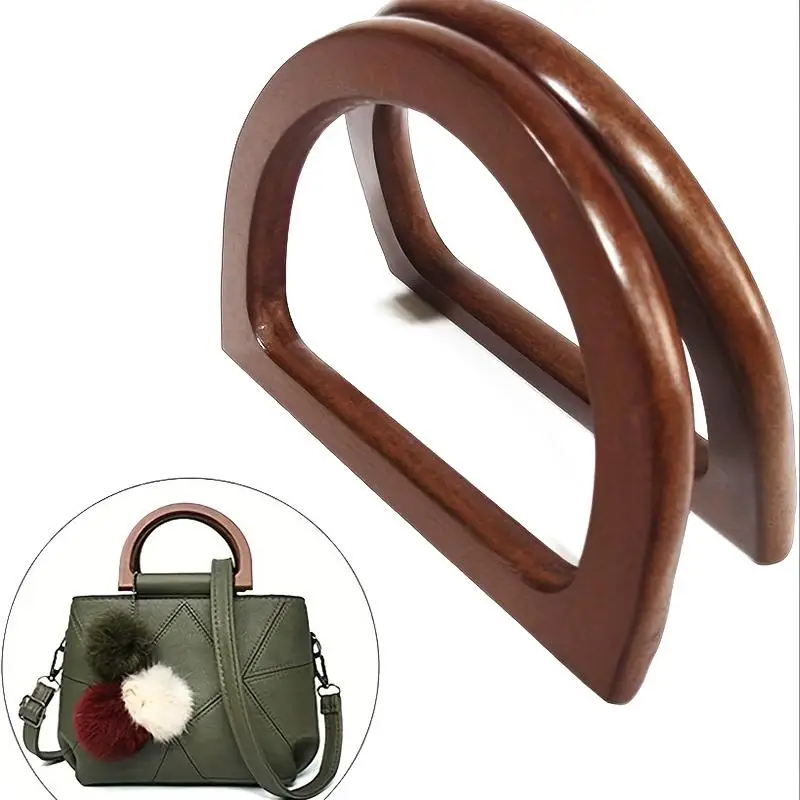 1 Stück Holz-Halbkreis-D-förmiger Taschengriff, Gehäkelte Taschengriffe, Ersatz für DIY-Handtaschen, Geldbörsen, Gepäck, Handgefertigter Griff – Detail 4