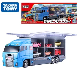 TAKARA TOMY-Recipiente De Armazenamento Multifuncional Para Crianças, Tomica Azul, Caminhão De Transporte De Brinquedo, Veículo Motorizado, Modelo Fundido, Presente para Meninos