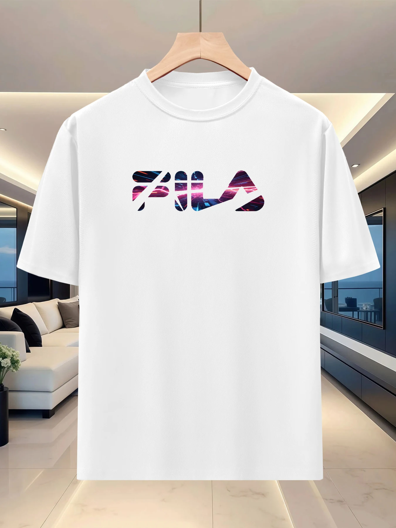 New men's running T-shirt - Spring/Summer lightweight top - Cool letter print - Breathable and casual sports T-shirt