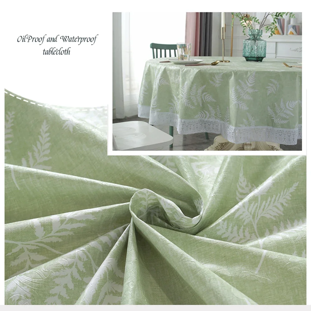 Top Sale PVC Waterproof Oil-proof Tablecloth Printed Round Table Cloth Wedding Party Decor Home Dining Lace Table Cover