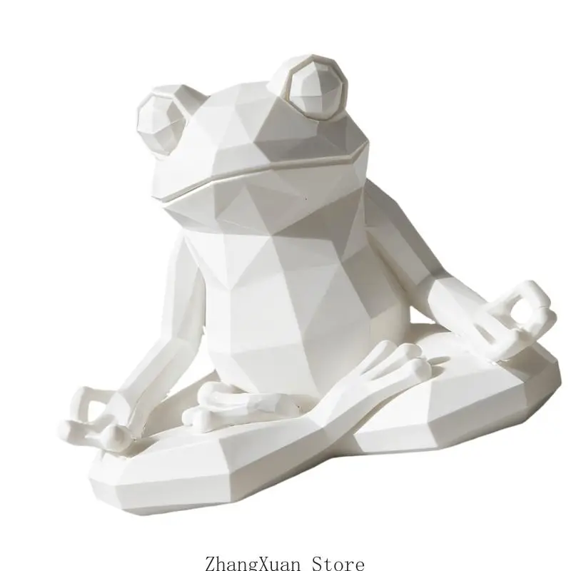Kleine Frösche Yoga-Statue, geometrische Form, Kunstharz, für Meditationen, Dekorationen für Nachttische oder Arbeitsbereiche – Detail 3