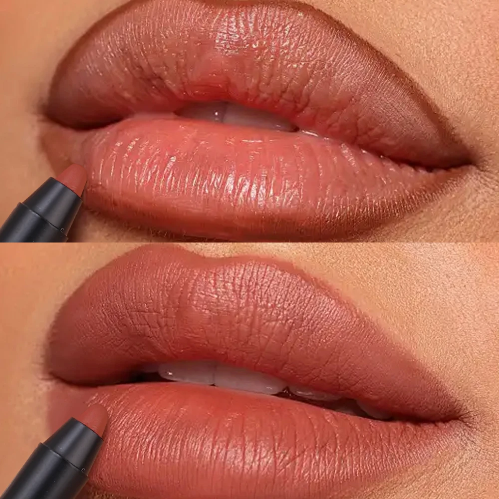 Lápiz Delineador de labios resistente al agua, lápiz labial de larga duración mate, tinte de contorno rojo Sexy, lápiz labial hidratante, maquillaje de labios, 12 colores