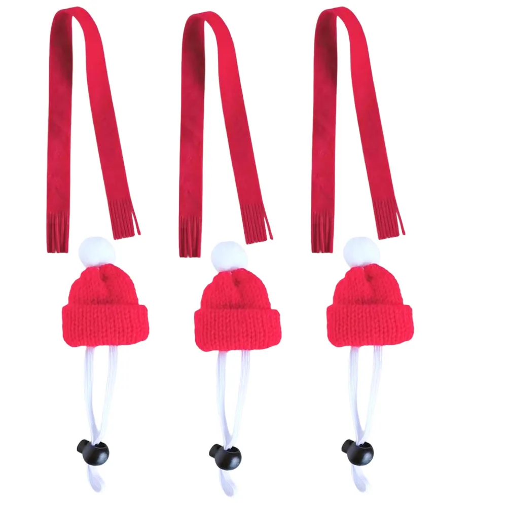 

1 set Pet Woolen Hats Lovely Red Yarn Photo Props for Small Animals Adjustable Christmas Halloween Party Supplies