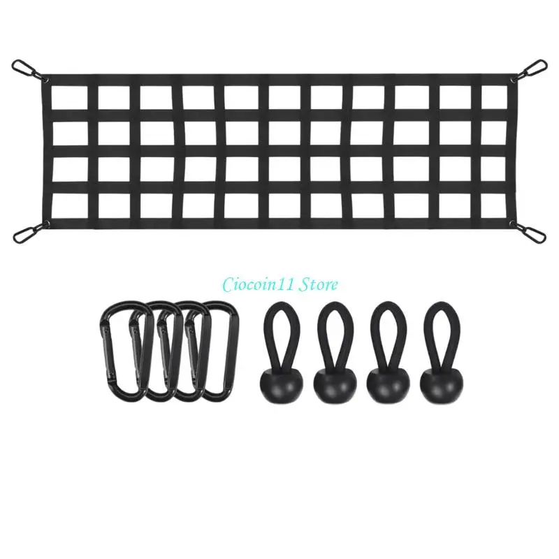 Y1UB Quick Install 60X18 Inch Heavy Duty Vehicle Cargo Net Includes Mounting Hardware Not Slip for Easy Setups & Removal
