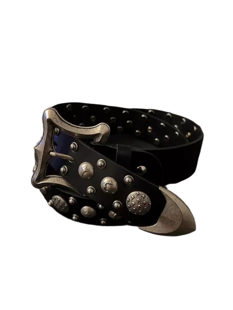 

Thug Club Leather Belt Punk Sle Rivet Design Premium Feel Hip Hop Waist Belt for Men And Women of All Ages