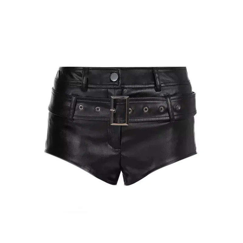 Sexy Black Casual Shorts Women Summer High Waist Leather Hot Short Streetwear Bodycon Pants Nightclub Party PU Shorts