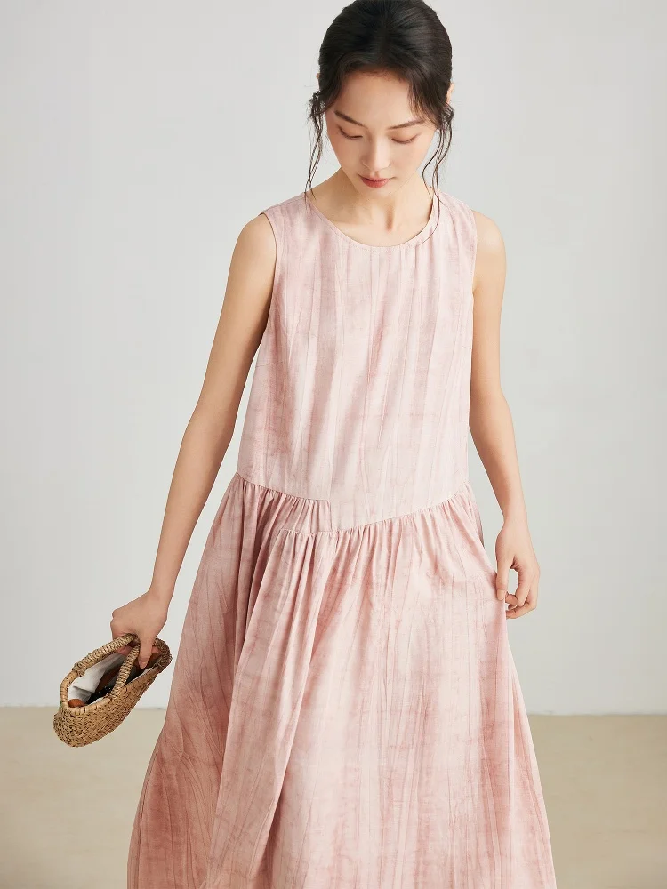 

High-End Hand-Dyeing Patchwork Midi Dr Women's Svel Summer Spring Faionable Gown Loose Waist A-Line Skirt