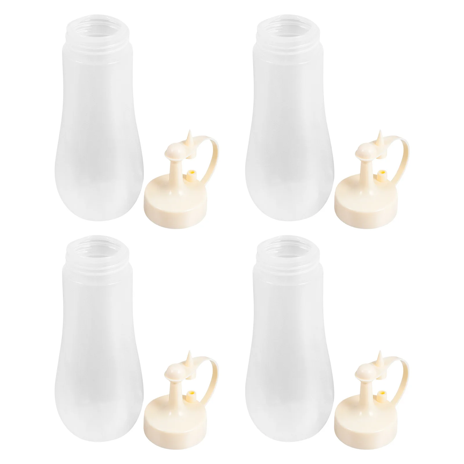 

4Pcs Salad Sauce Squeeze Bottles Clear Food Grade Plastic Seasoning Dispenser Leak Proof Kitchen Accessories