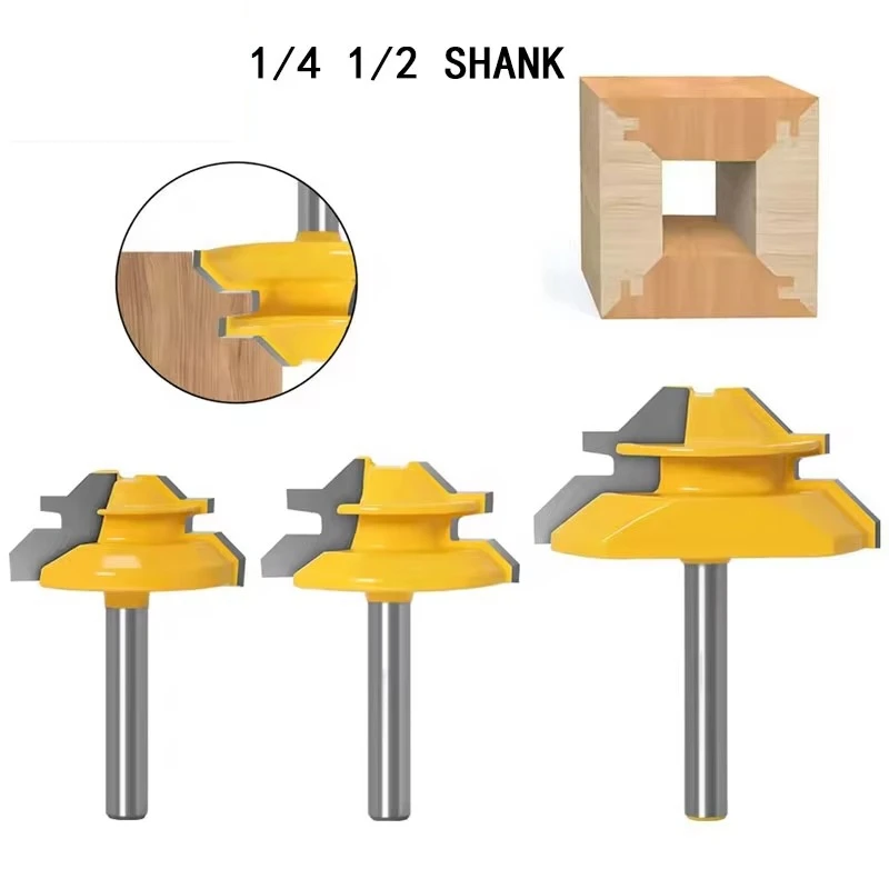 1 pc 6.35mm 12.7mm Shank 45 Degree Lock Miter Router Bit Wood Tools Carbide Tenon Milling Cutter Woodworking Tool