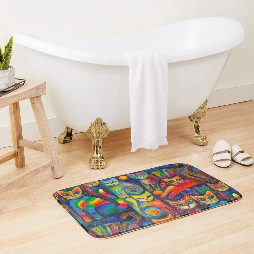 

Rainbow cats acrylics Bath Mat For Toilet Bath Carpet Mat