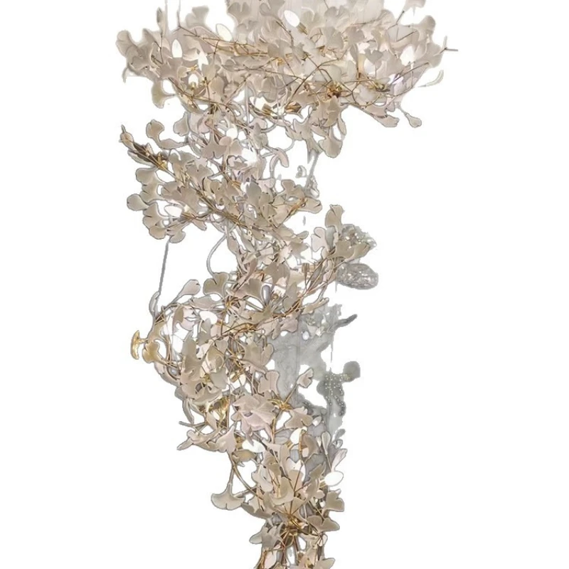 

Stair light light luxury villa living room lobby sales department ginkgo leaf light