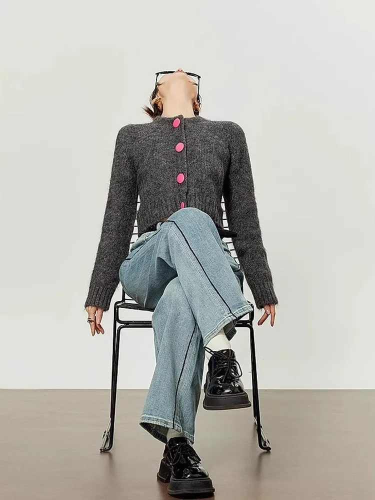 

Вязаный свитер Camere Casual Long Sve круглый кардиган на пуговицах Faionable Agel корейский цвет женский...