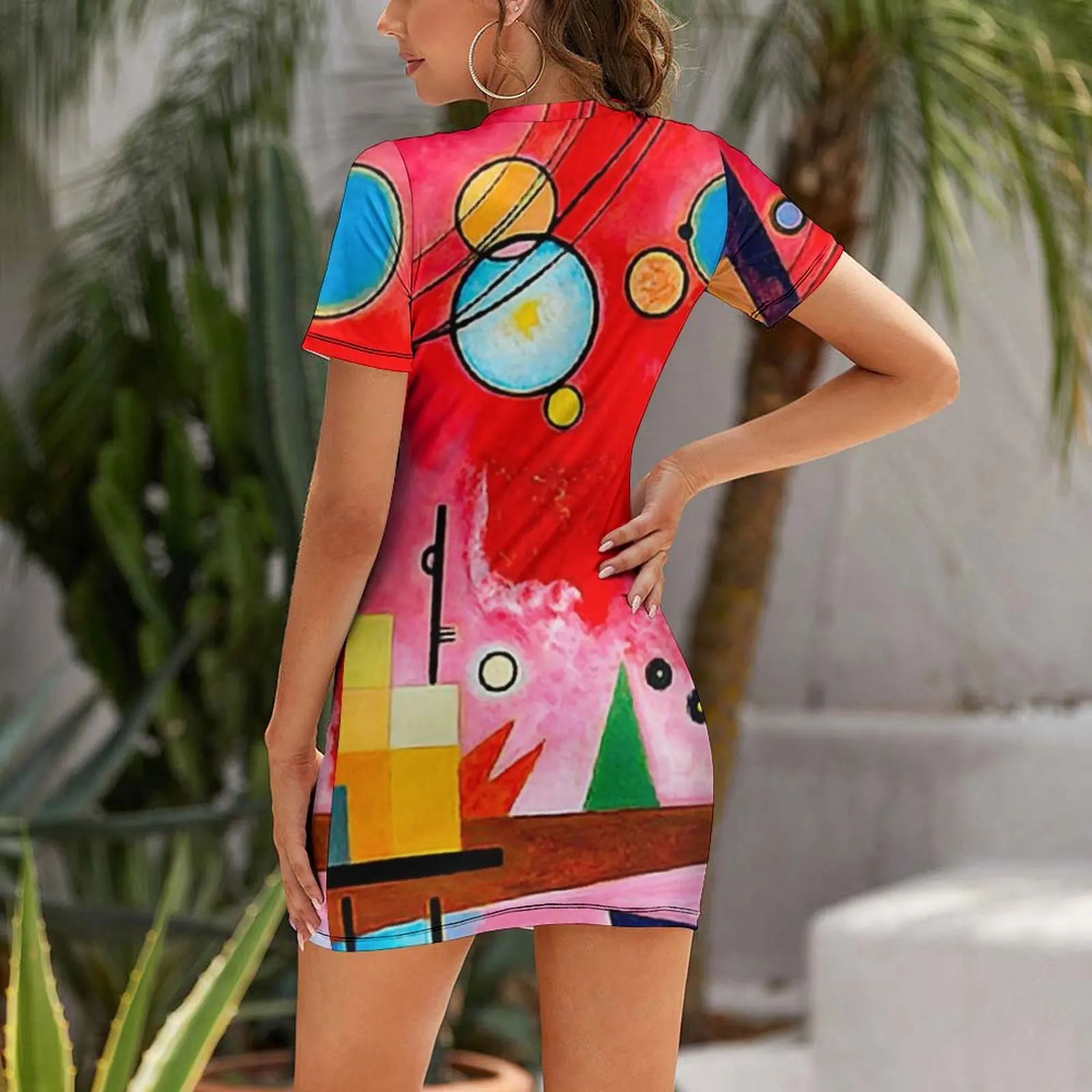 Kandinsky - Heavy Red Short Sleeved Dress women's summer clothing 2025 Womens dresses women's summer dresses 2025 Dress