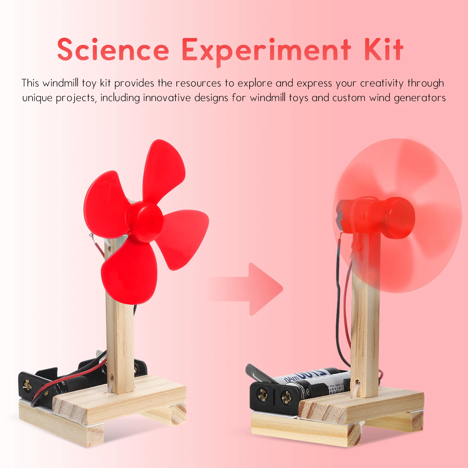6 conjuntos de material de ventilador artesanal, kit de construção de gerador de vento para crianças, montagem manual, ferramenta educacional de experimento científico