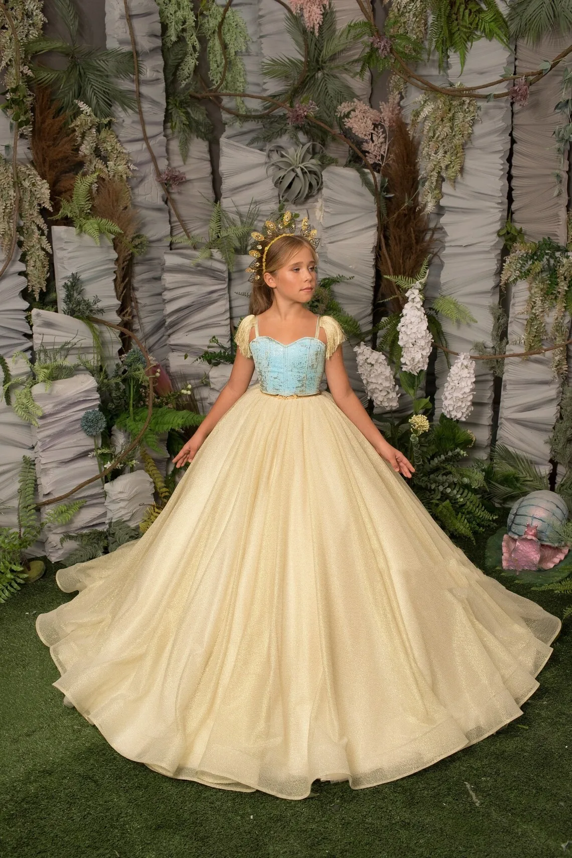 Sparkle Tulle Flower Girl Dress For Wedding Sleeveless Tassel Floor Length Kid Princess Birthday Party First Communion Ball Gown