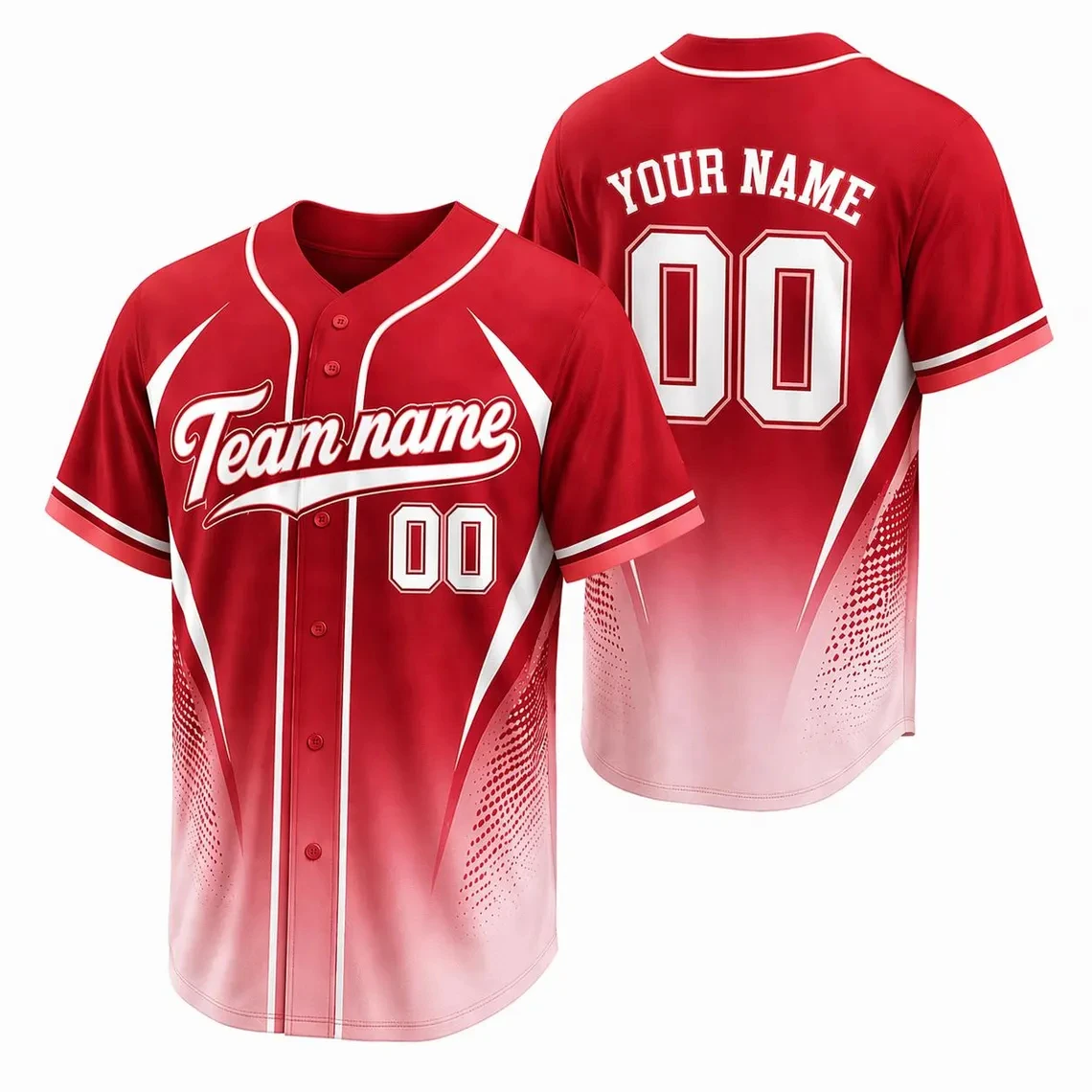 Custom Gradient Dot Pattern Baseball Jersey Personalized Team Name Number Blue White Sport Design Team Uniform For Wholesale