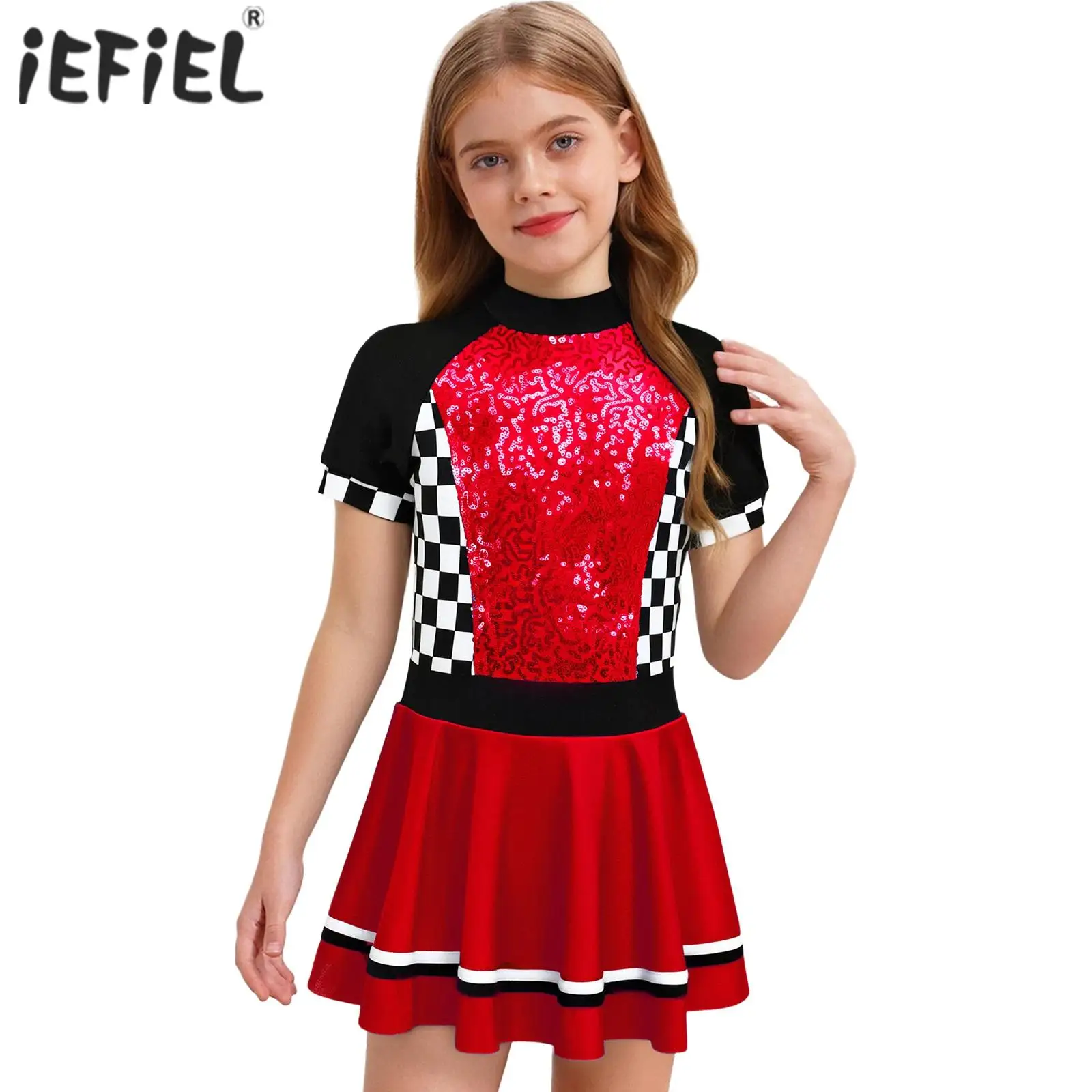 meninas-motorista-de-corrida-piloto-cosplay-traje-ziper-xadrez-brilhante-lantejoulas-ballet-tutu-collants-vestido-com-cuecas-embutidas