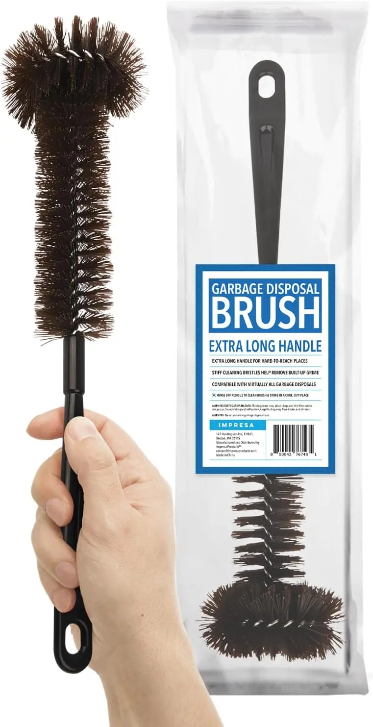 

Impresa Garbage Disposal Cleaning Brush with Extra Long Handle - Eliminates Residue, Odor, and Build Up - Drain Cleaner Brush fo