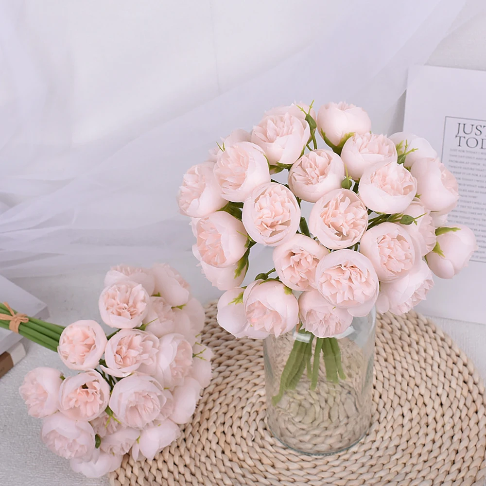 27 Köpfe Künstliche Rosen-Blumensträuße Heimdekoration Valentinstag Vintage DIY Braut Hochzeitsdeko Bastelgeschenke Zubehör – Detail 6