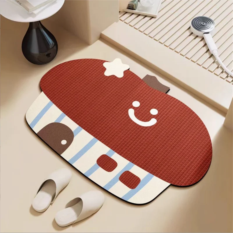 40x60CM Cartoon Diatomaceous Earth Shaped Absorbent Foot Mat Anti-Slip Living Room Entrance Door Mat Household Wear-Resistant
