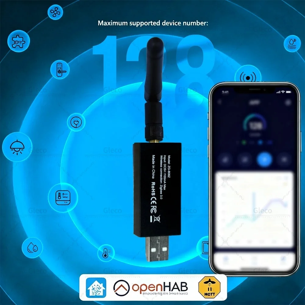 Zigbee 3.0 USB Dongle With Antenna Smart Home Wireless Universal Zigbee Gateway Hub S