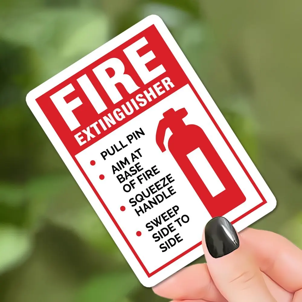 Fire Extinguisher Instruction Sticker 1PC Waterproof UV Resistant Vinyl Decal Safety Sign Laptop Bottle Car Decor