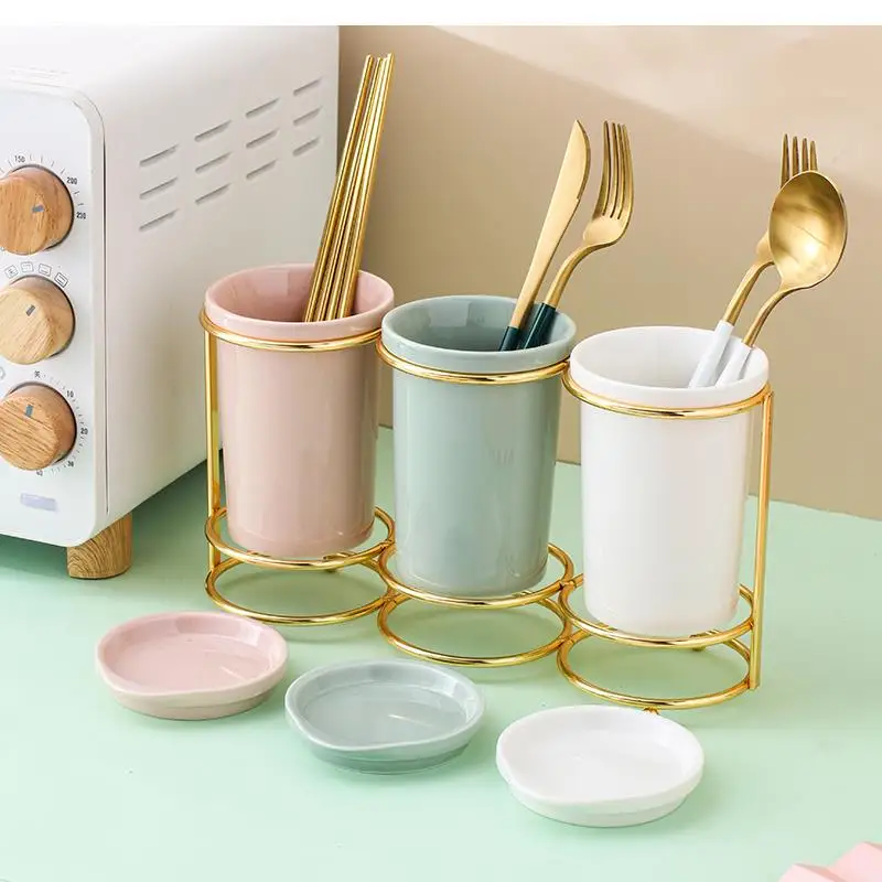 Nordic Ceramic Chopstick Holder Light Luxury Chopstick Storage Box Creative Drain Chopstick Cage Home Kitchen Decoration