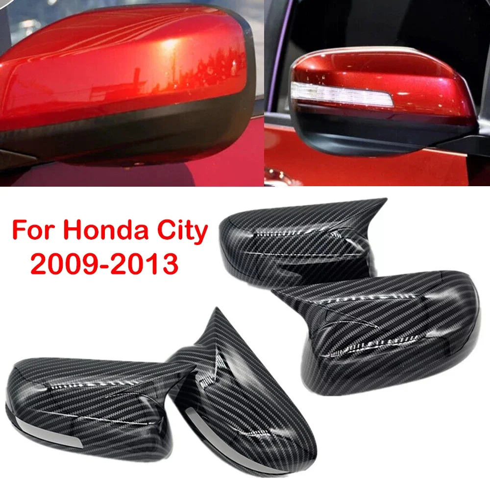 

Для Honda City 2009-2013 Автомобильная наклейка на боковое зеркало заднего вида, крышка крыла, внешняя дверь, вид сзади, отделка корпуса из углеродного волокна, вид ABS