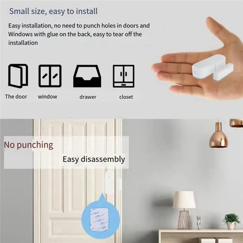 AY14 - Sensor Pintu Jendela Wifi APP Perlindungan Keamanan Rumah Pintar Pintu Terbuka Tertutup Untuk Alexa Yandex