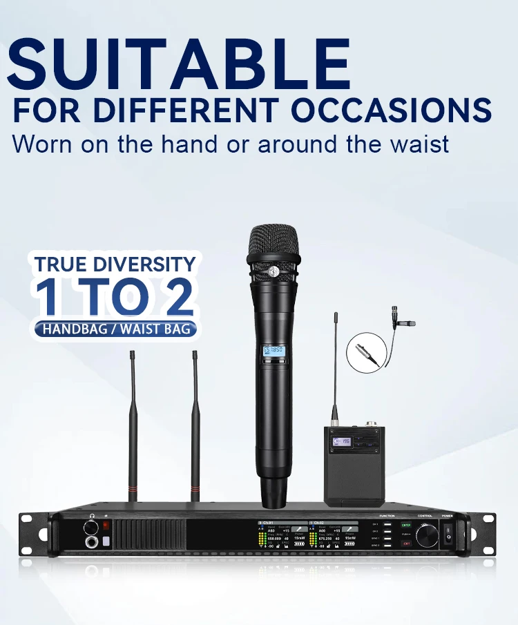 Paulkitson ANX4 True-Diversity Drahtloses Mikrofonsystem, Mehrfrequenz-Handmikrofon mit Bodypack für Karaoke, Bühne und Live-Shows – Detail 10