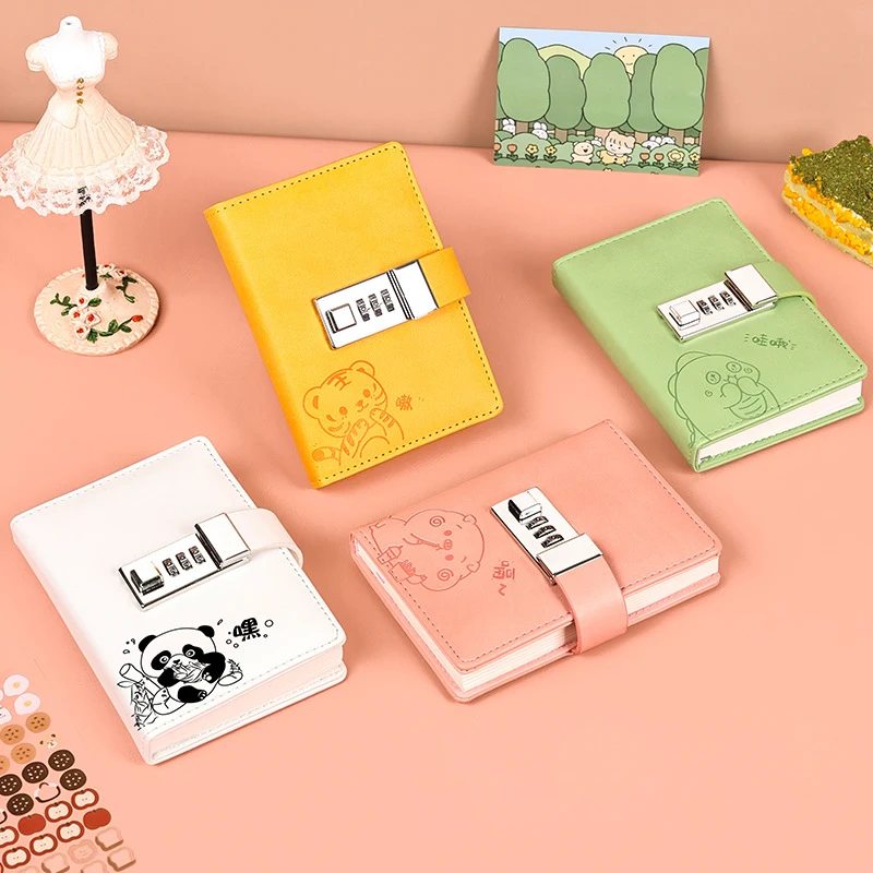 

Kawaii Notebook A7 с замком блокнот канцелярский замок детский школьный дневник Sketchbook Password Planner Organizer Small Note Book