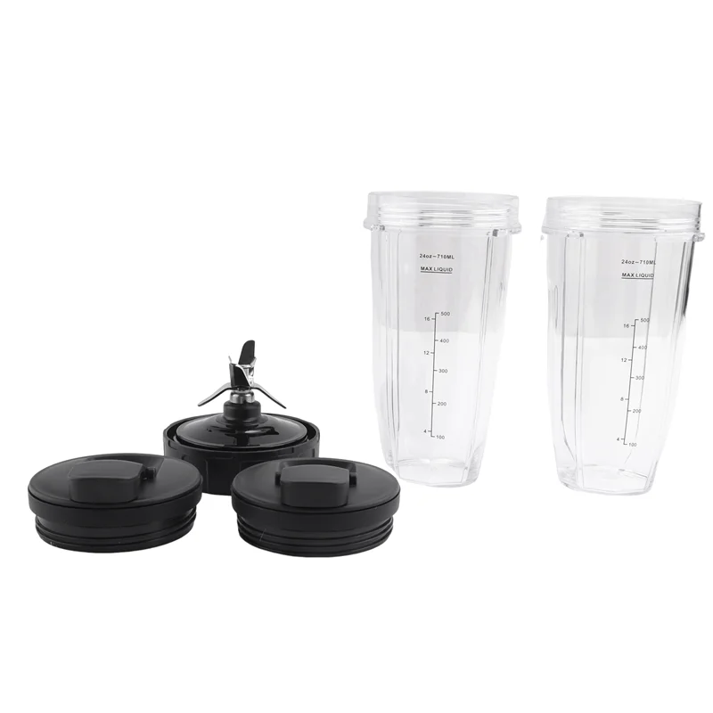 أكواب AEA9-24Oz مع أغطية للذهاب، شفرة مستخرج 7 زعانف، لخلاط Nutri Ninja Auto IQ BN801 SS101 BL480-30 BL641 BL642-30 #5
