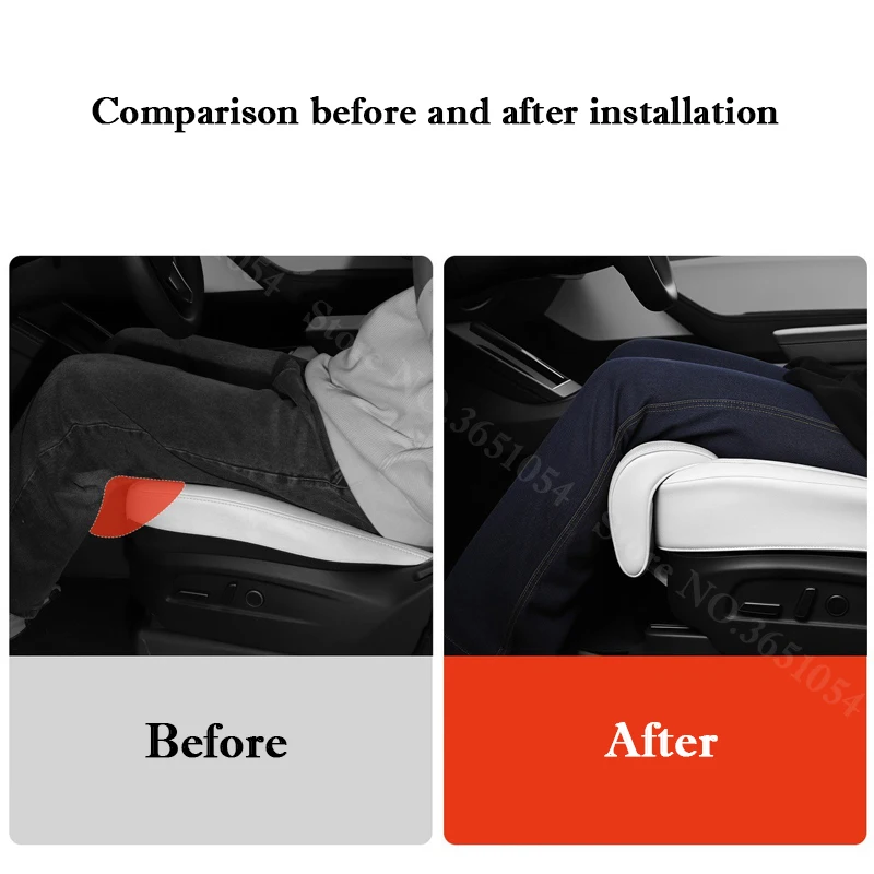 For Tesla Model 3/Y 2021-2026 Full-Wrap Leg Support Extension Cushion Seat Cover Memory Foam Extender Legrest Auto Accessories