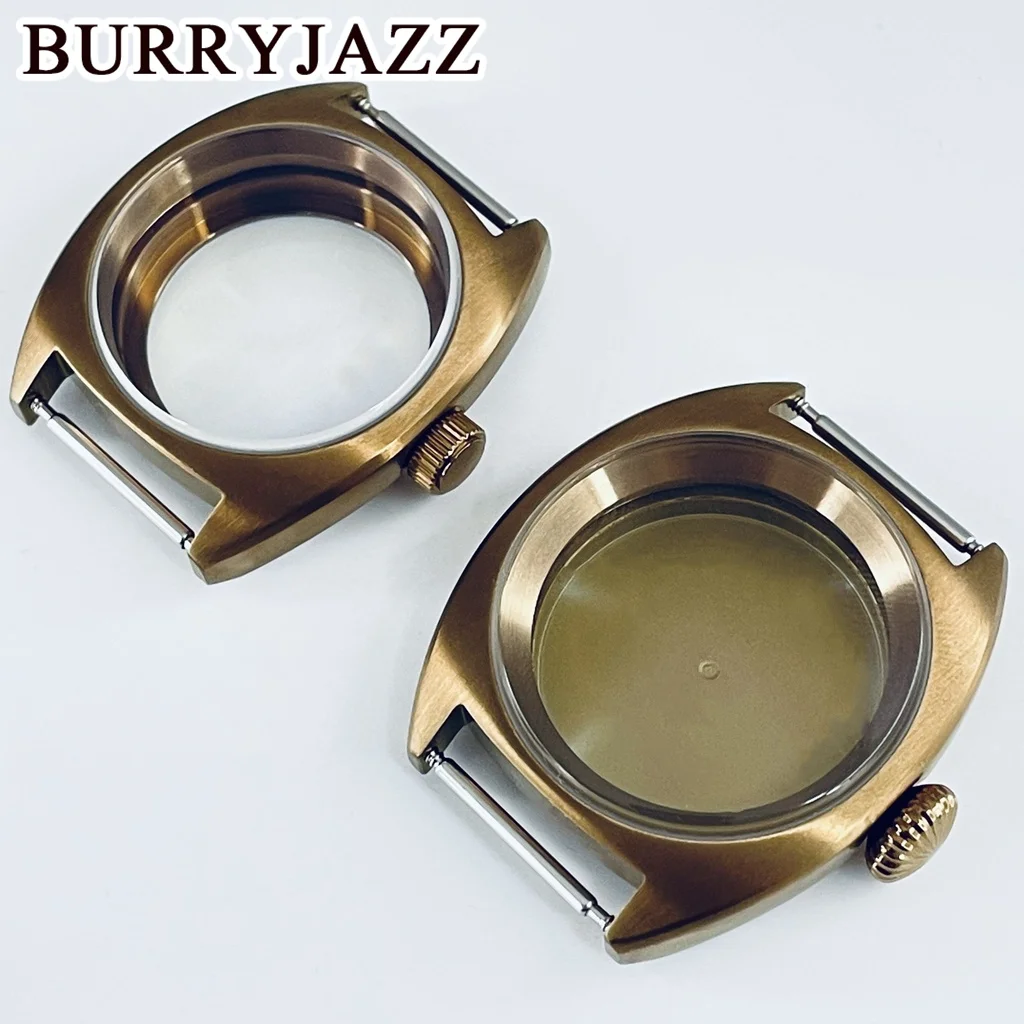 BURRYJAZZ-caja de reloj con movimiento, accesorio resistente al agua con corona grande/corona pequeña de zafiro, 36mm/39mm, compatible con NH34, NH35, NH36, NH38, ETA2824, PT5000
