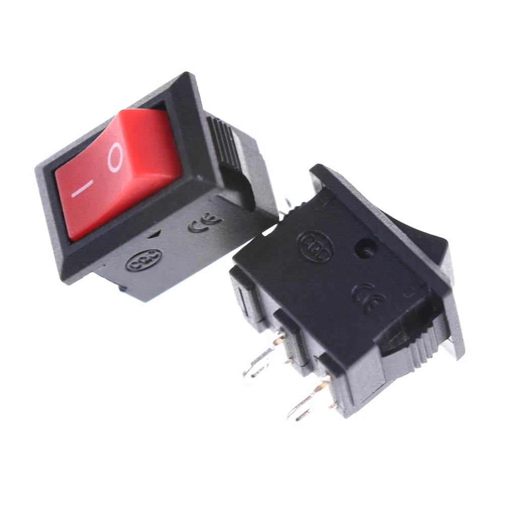 10 teile/los 3A AC 250V Rocker Schalter 2 Pin 10x15mm SPST ON/OFF Löten Terminal boot Rocker Push Button Schalter
