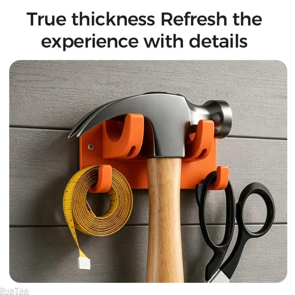 3pcs Plastic Tool Wall Hooks 4 Hooks with Screw Organizers Tool Holders for Hammer Shovel Rake Tape