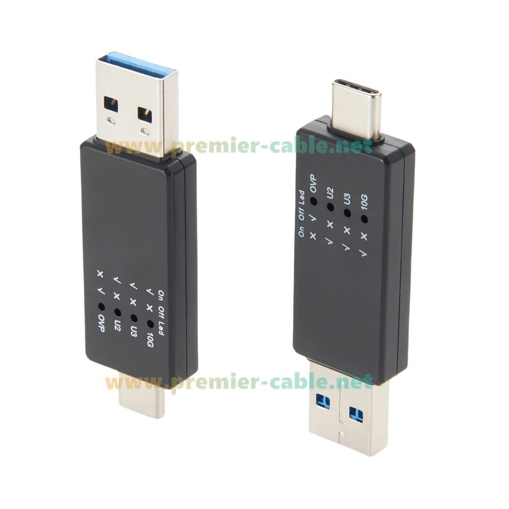 USB 10G Tester Transmission Speed Voltage Testing Tool USB Type C 2.0/3.0/3.1/3.2 Gen2 Signal With LED for USB Hub QC Inspection
