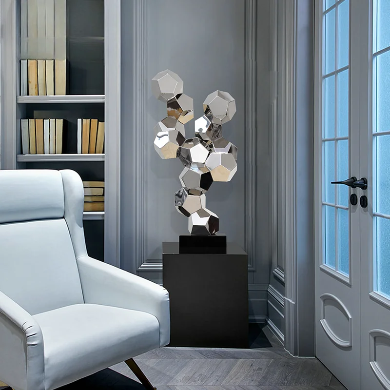 Large Stainless Steel Sculpture Living Room Entrance Abstract Decoration Hotel Large Decorative Artwork