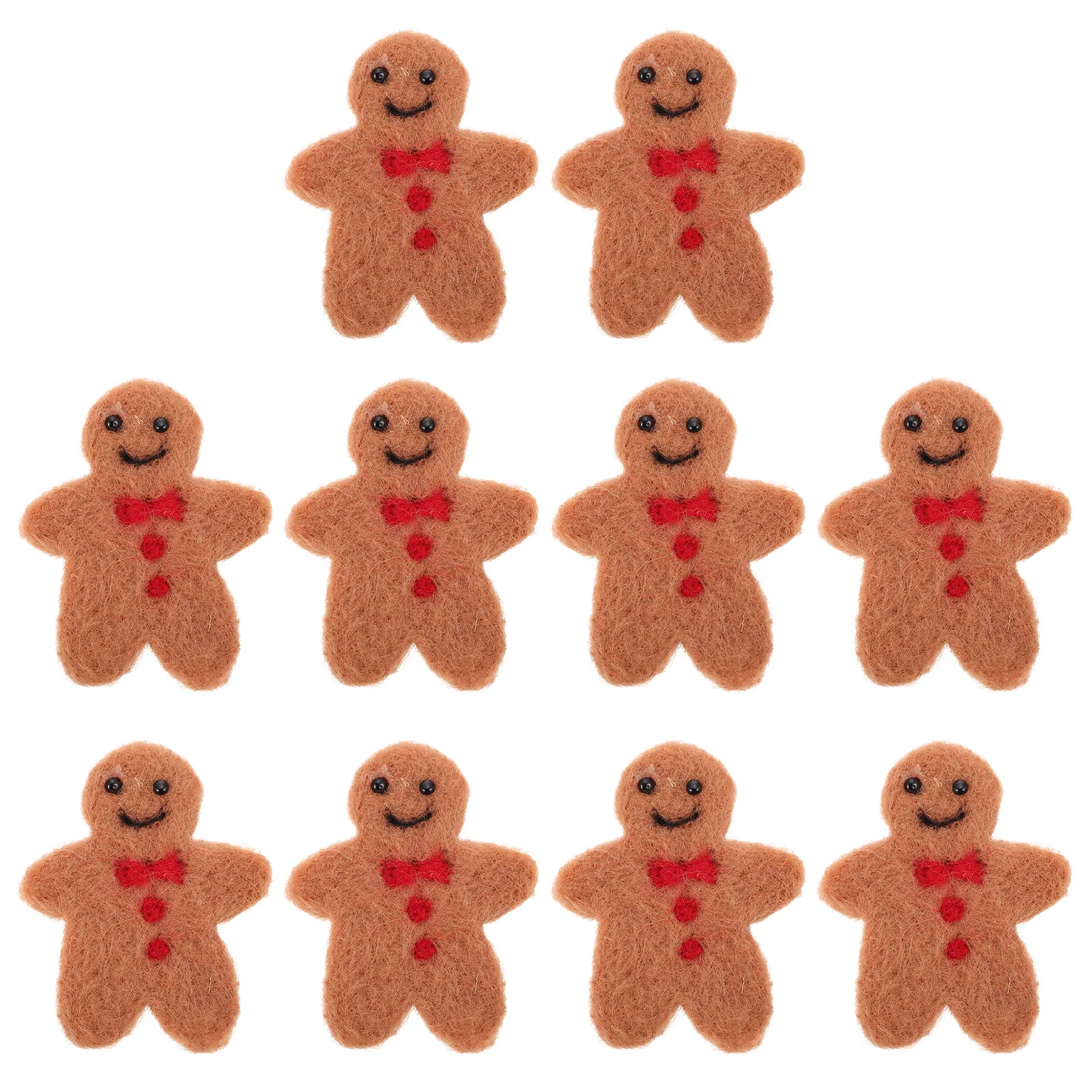 

10pcs Gingerbread Man Pendant Diy Wool Felt Hanging Ornament For Christmas Tree Festival Party Craft Jewelry Making Decor