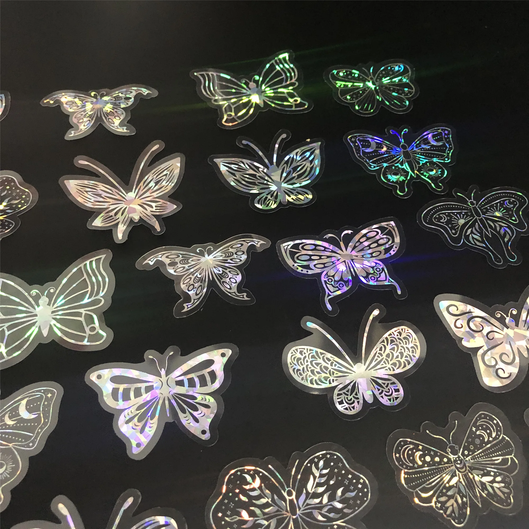 20 Pack DIY Butterfly Stickers: 20 Unique Laser Silver Transparent Waterproof Self-Adhesive Designs