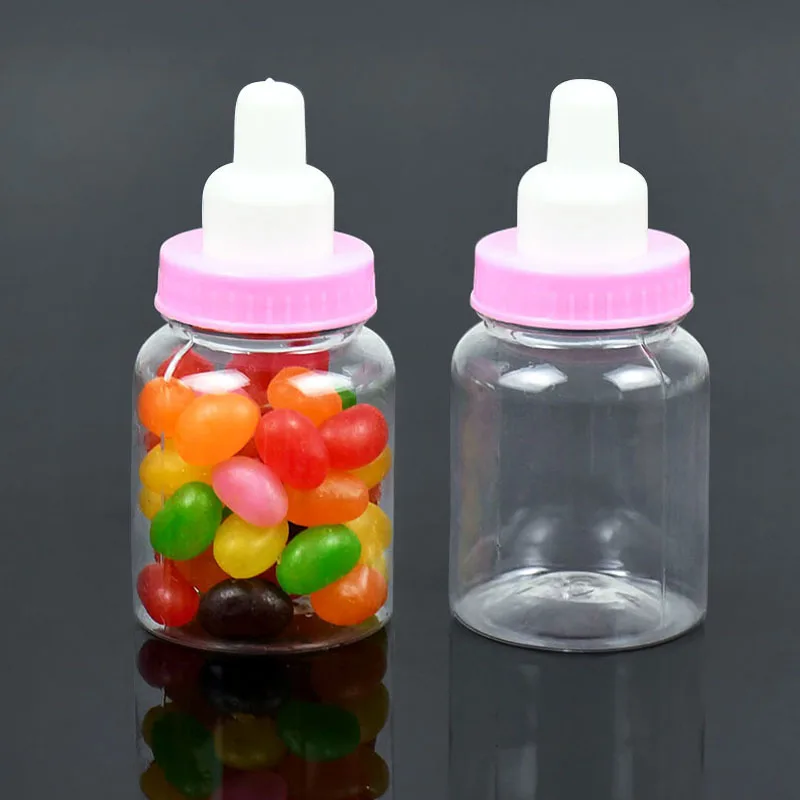 

12pcs Pink Blue Baby Feeding Bottle Chocolate Candy Gift Decor Baby Shower Favor Baptism Gender Reveal Party Pacifier Bottle Box