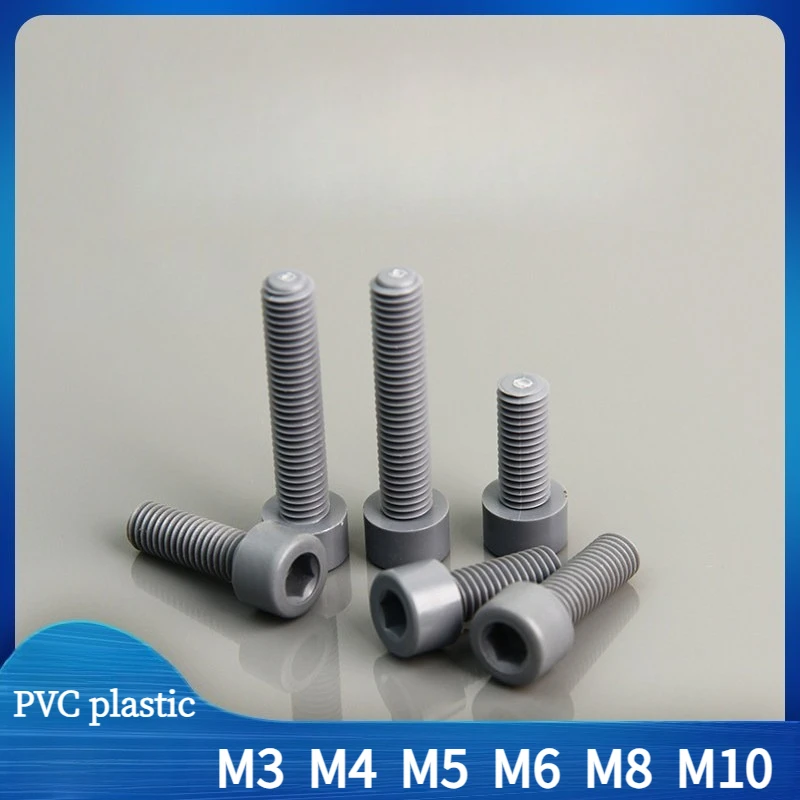 M3 M4 M5 M6 M8 M10 Grey PVC Hex Cup Head Screw Anti-Corrosion Socket Hexagon Cap Bolt Screw
