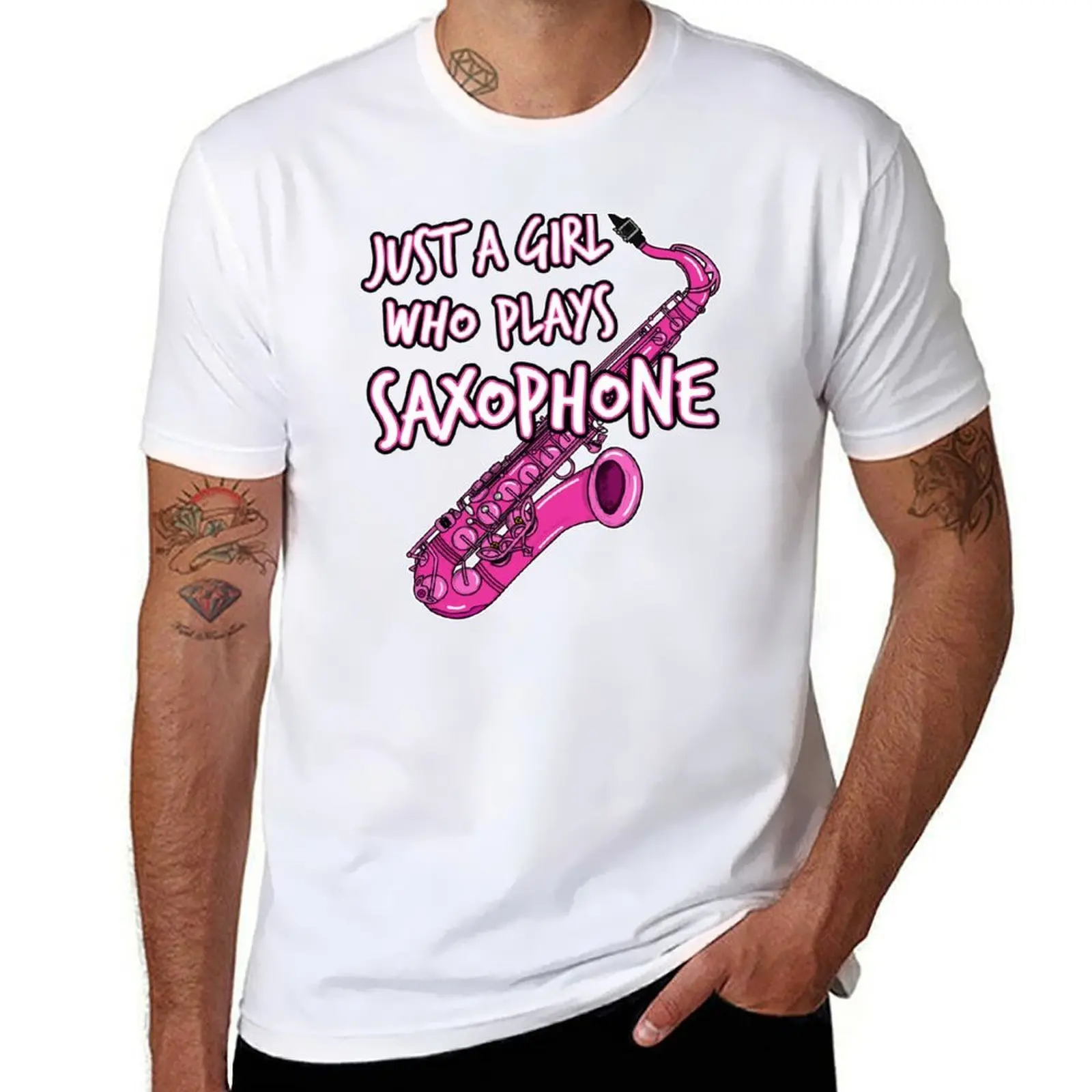 

Just A Girl Who Plays Saxophone Female Saxophonist T-Shirt man t shirts for men graphic t shirts for man T-Shirt
