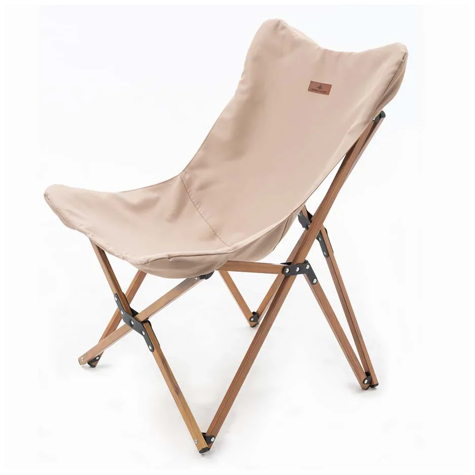 Wholesale Custom Logo Portable Solid Wood Leg PU Leather Butterfly Chair Camping Folding Chairs Outdoor Furniture