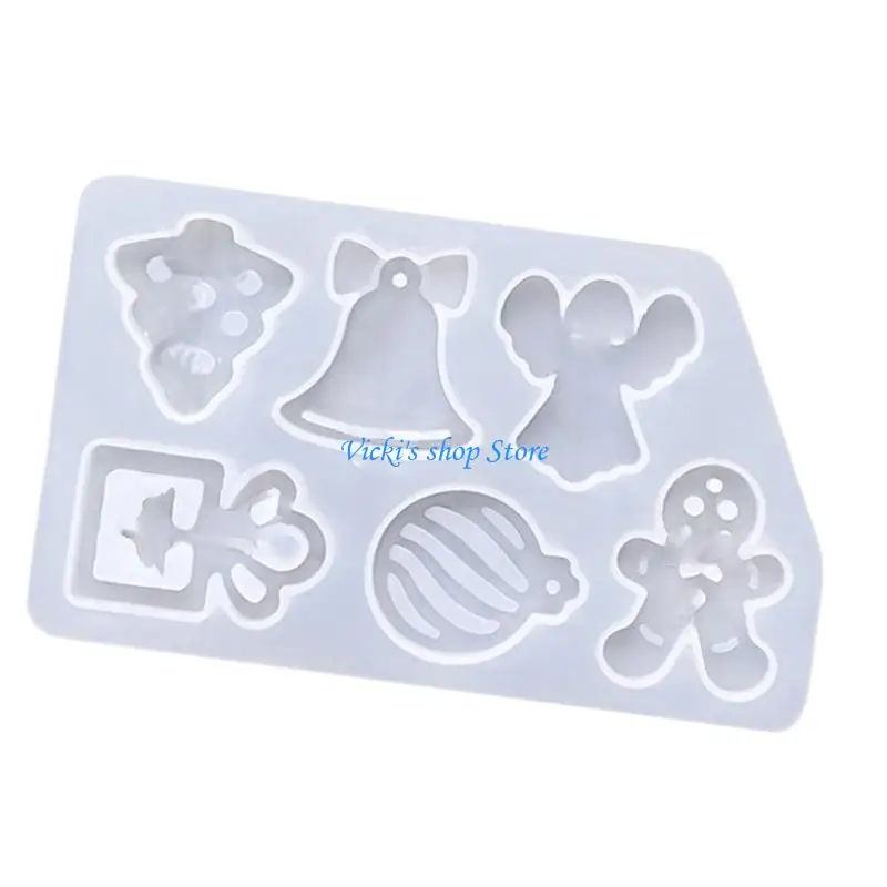 قالب عيد الميلاد من السيليكون بدرجة الطعام مع خطافات أذن من الخرز لصنع المجوهرات