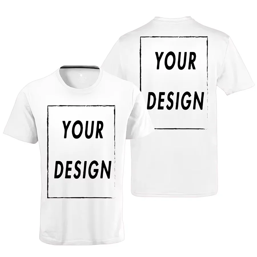 

Summer 100% pure cotton T-shirt for men and women solid color round neck top customized team uniform personalized 3D printing