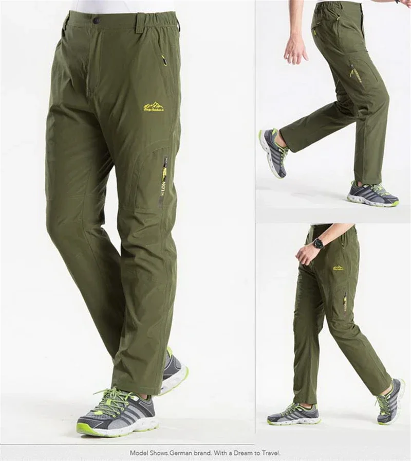 Mens Summer Quick Dry Stretch Hiking Pants Outdoor Sports Lightweight Waterproof Long Trousers Trekking Fishing Climbing Pants