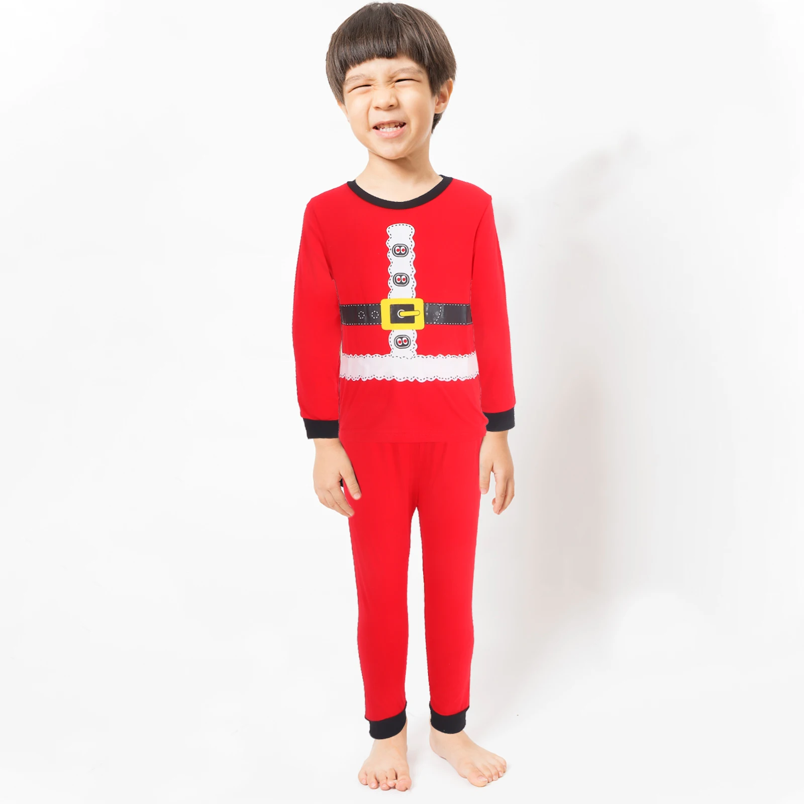 

Christmas Sleepwear Set Kids Santa Claus Costume Xmas Pajamas Long Sleeve Tops Pants 110cm Soft Breathable Cosplay